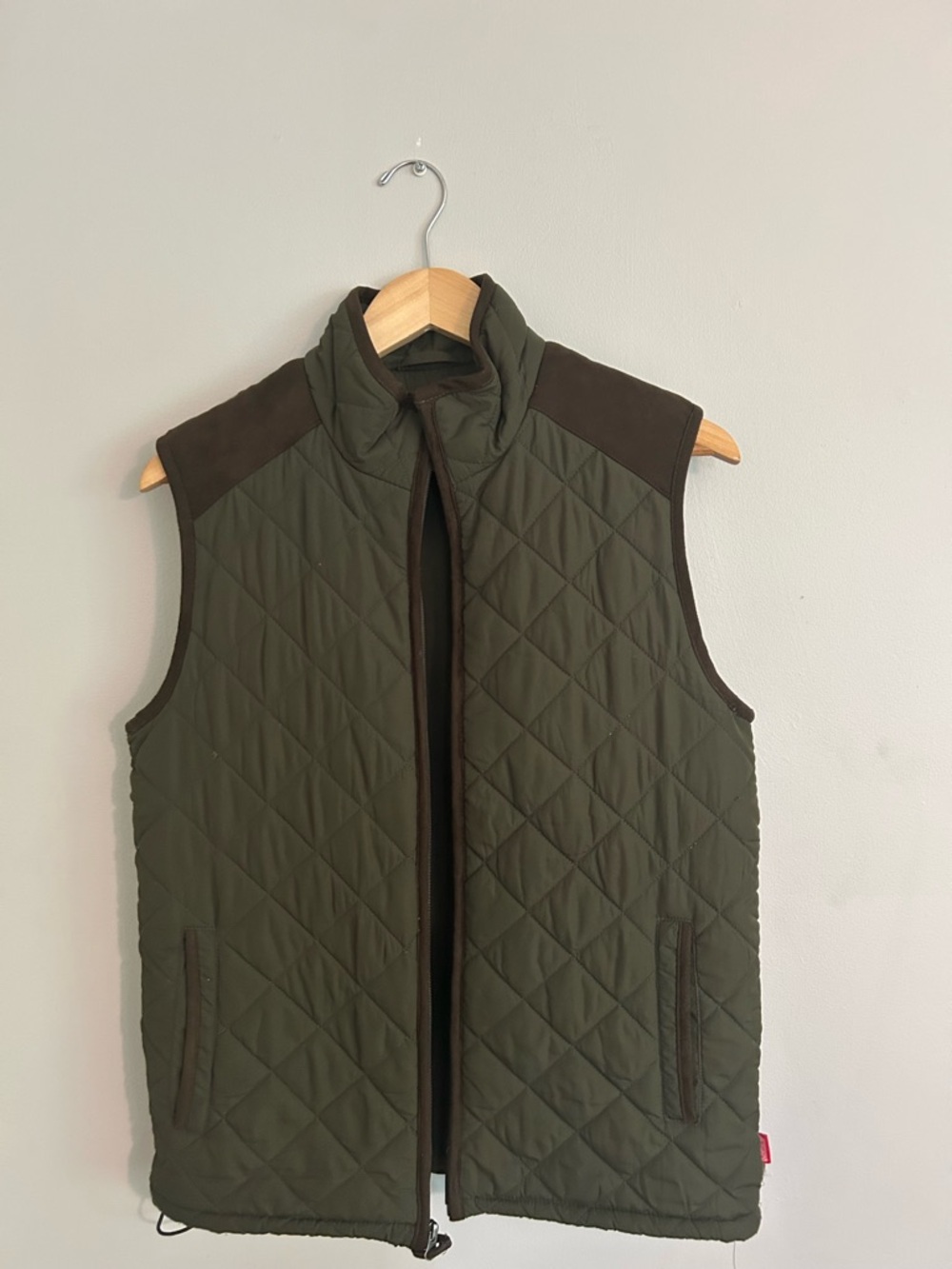 Coleman Olive Green Quilted Kids Vest with Brown Accents